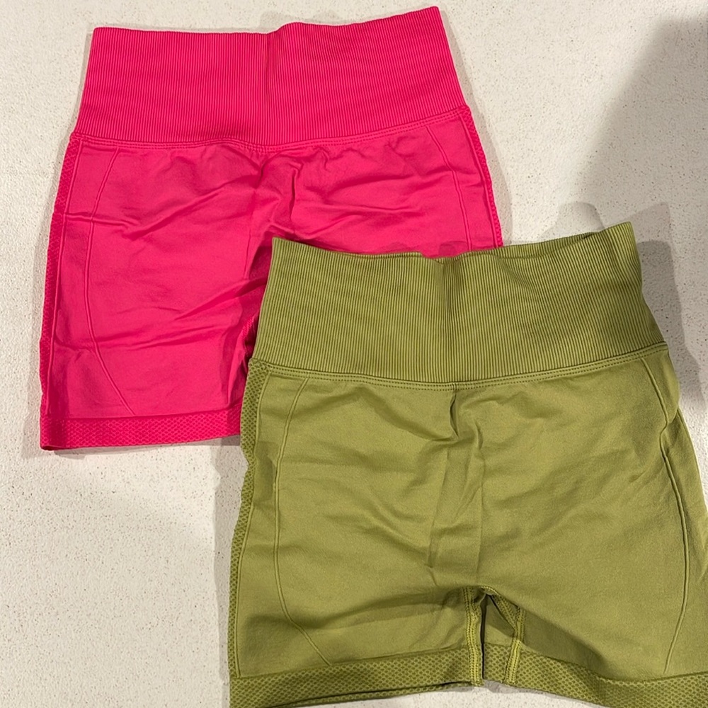 Women's Athletic Shorts - Pink and Green